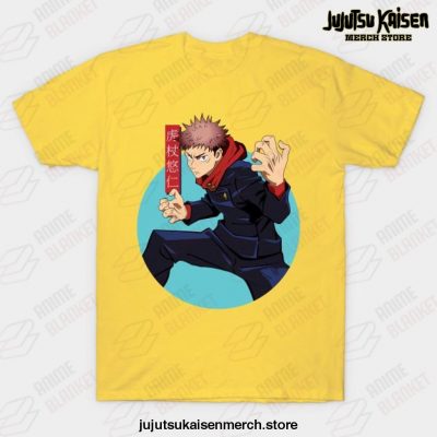 Jujutsu Kaisen - Yuji Idatori Blue Circle T-Shirt Yellow / S