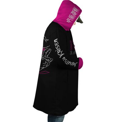 Pink Gojo JK AOP Hooded Cloak Coat RIGHT Mockup - Jujutsu Kaisen Store