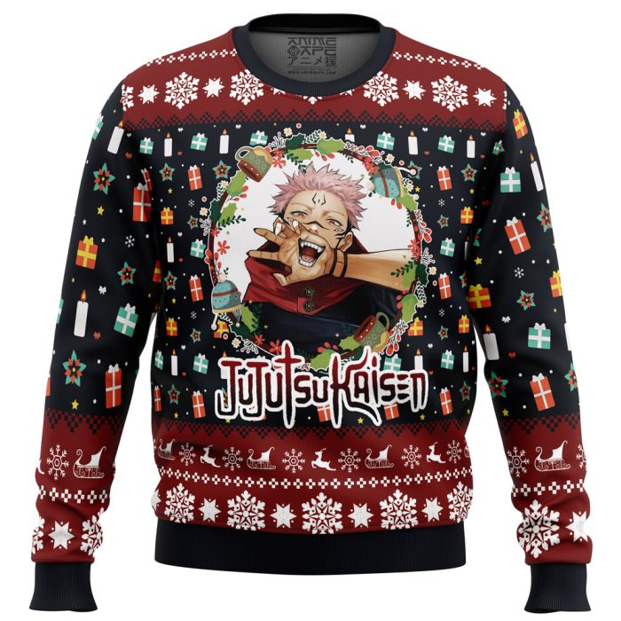 Sukuna Christmas Jujutsu Kaisen men sweatshirt FRONT mockup - Jujutsu Kaisen Store