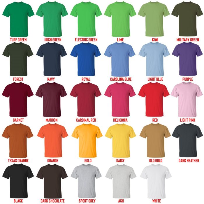 t shirt color chart - Jujutsu Kaisen Store
