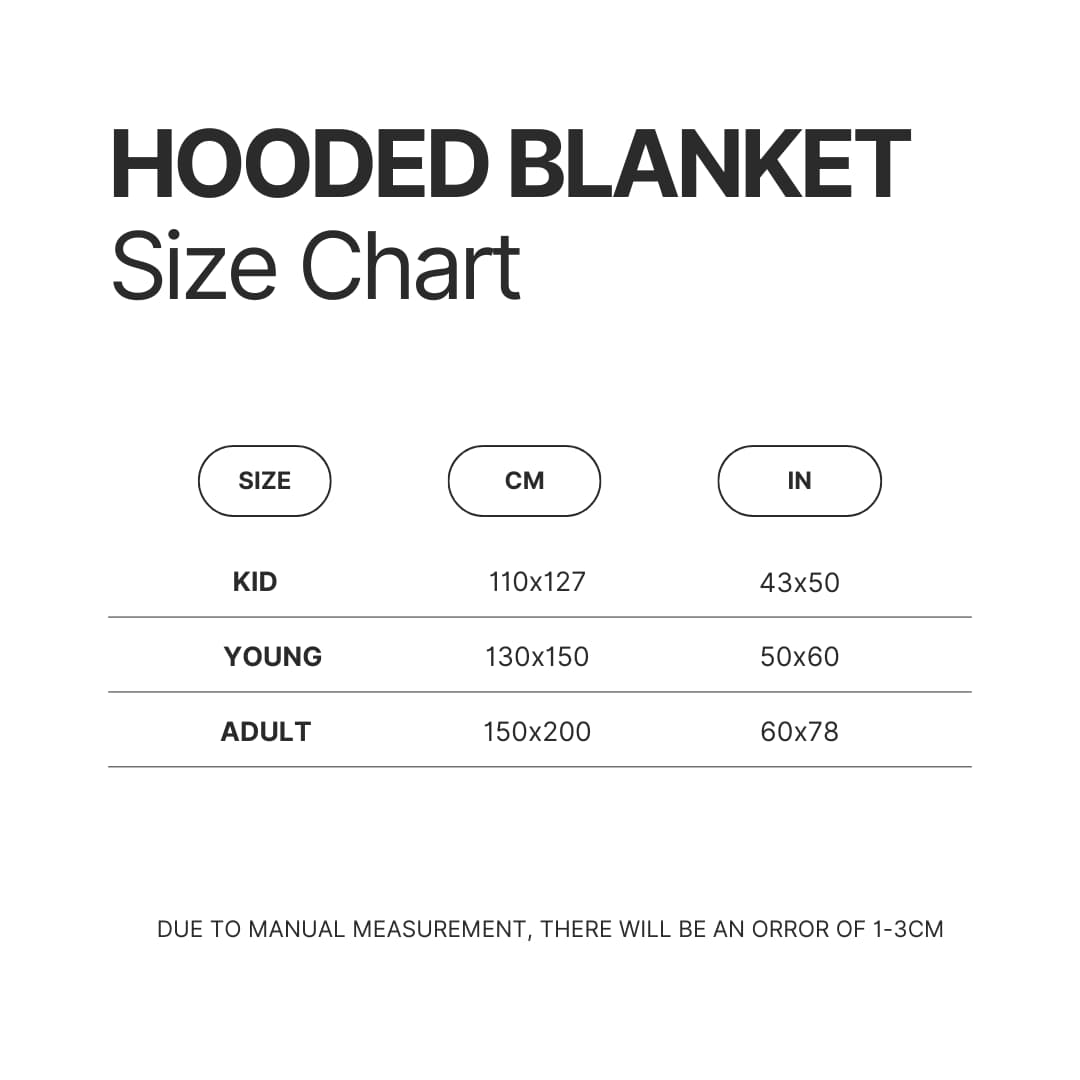 Hooded Blanket Size Chart - Jujutsu Kaisen Store