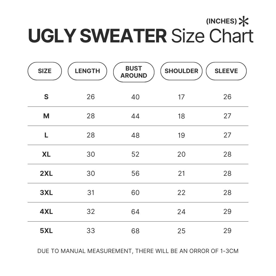 Ugly Sweater Size Chart - Jujutsu Kaisen Store