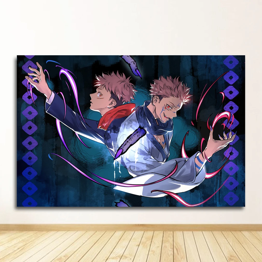 Classic anime modular wall art mural Jujutsu Kaisen Canvas painting Boys bedroom Home wall decoration Room 16 - Jujutsu Kaisen Store