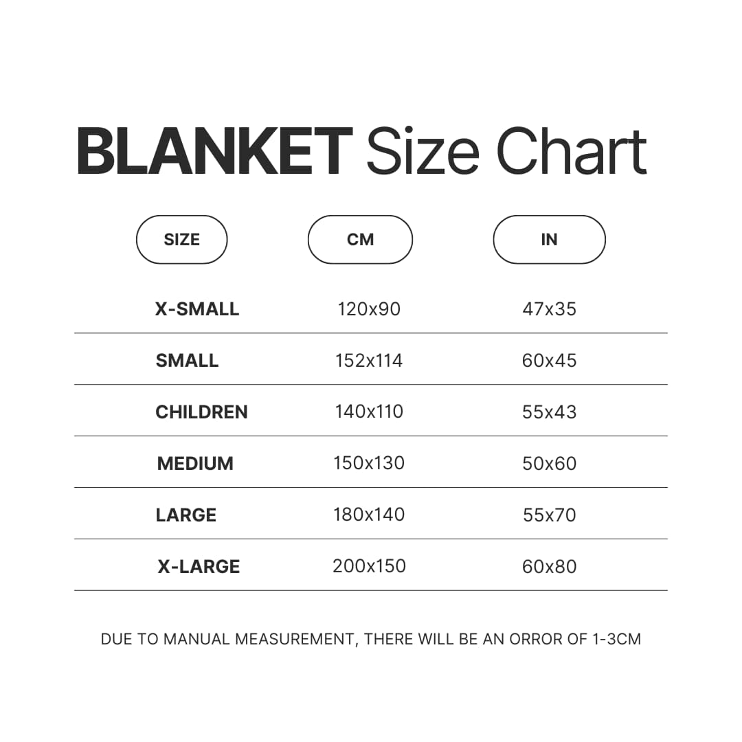 Blanket Size Chart 2 - Jujutsu Kaisen Store
